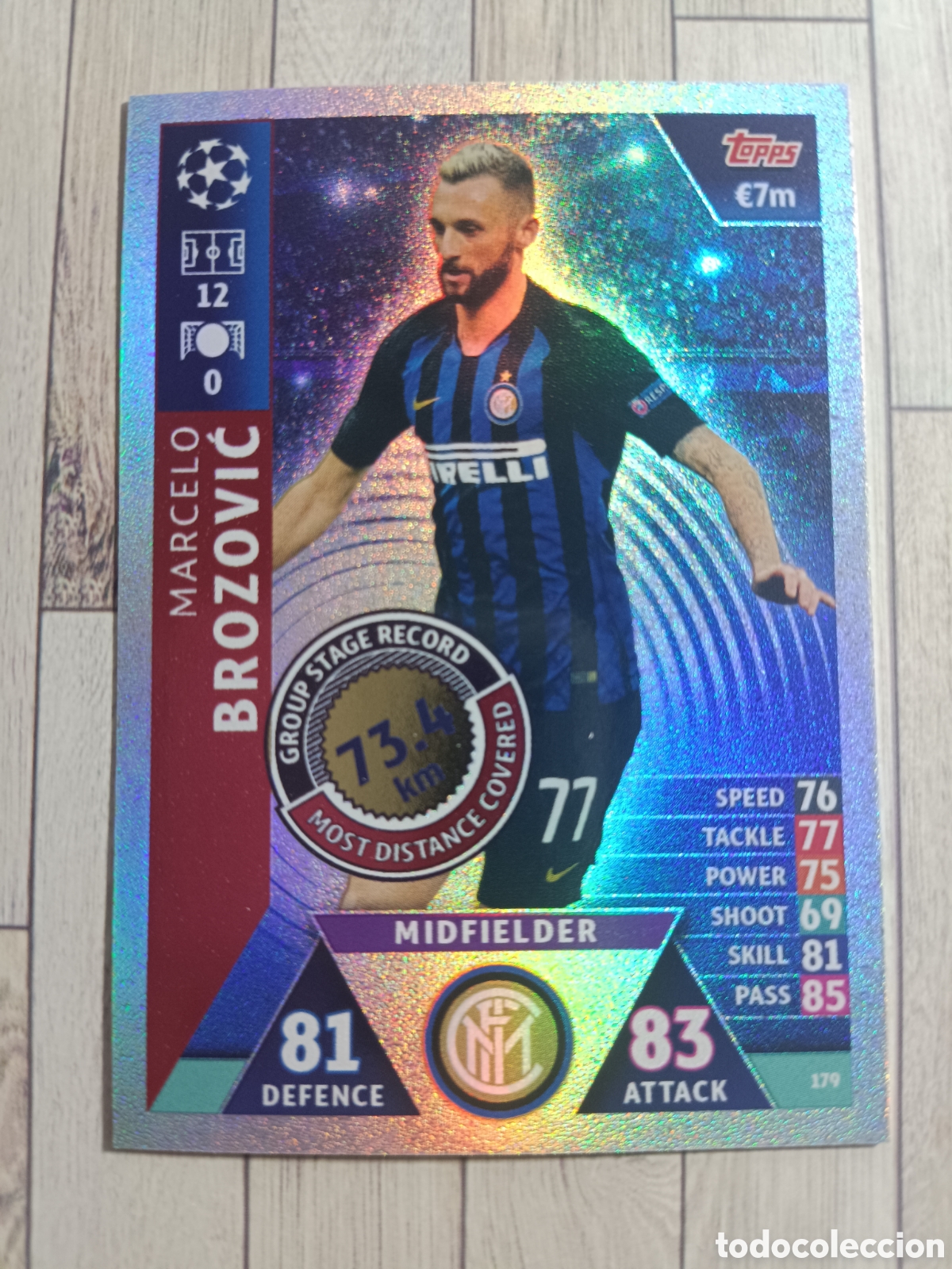 Cromos de Futebol: 179 BROZOVIC GROUP STAGE RECORD INTER MILAN MATCH ATTAX ROAD TO MADRID 2018 2019 TOPPS 18 19