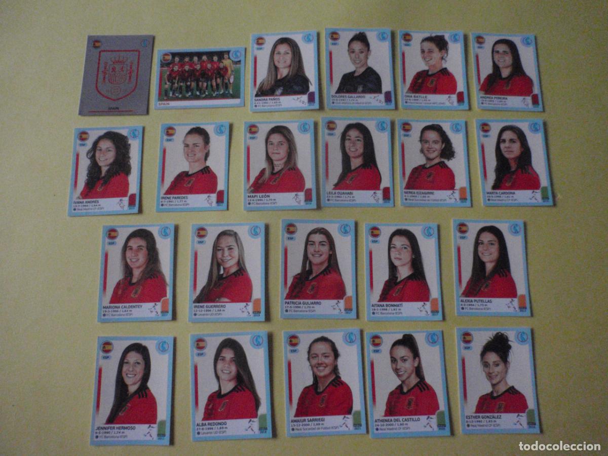 Figurine di Calcio: Lote equipo ESPA&Ntilde;A COMPLETO 22 cromos f&uacute;tbol femenino. Stickers EURO 2022 UEFA WOMEN Panini 22