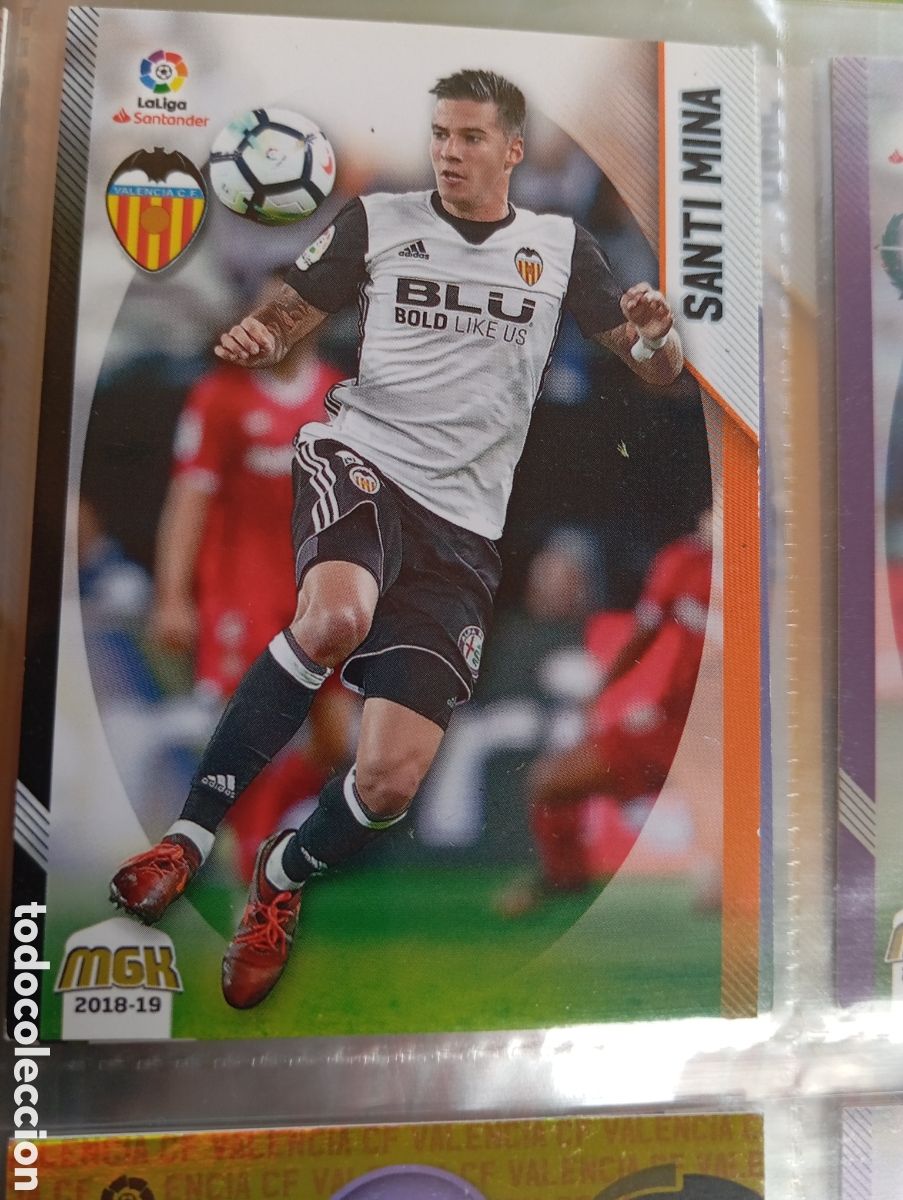 Cromos de Futebol: Santi Mina Valencia Ficha Cromo de futbol Megacracks 2018-2019 Liga Santander MGK 18-19 Panini