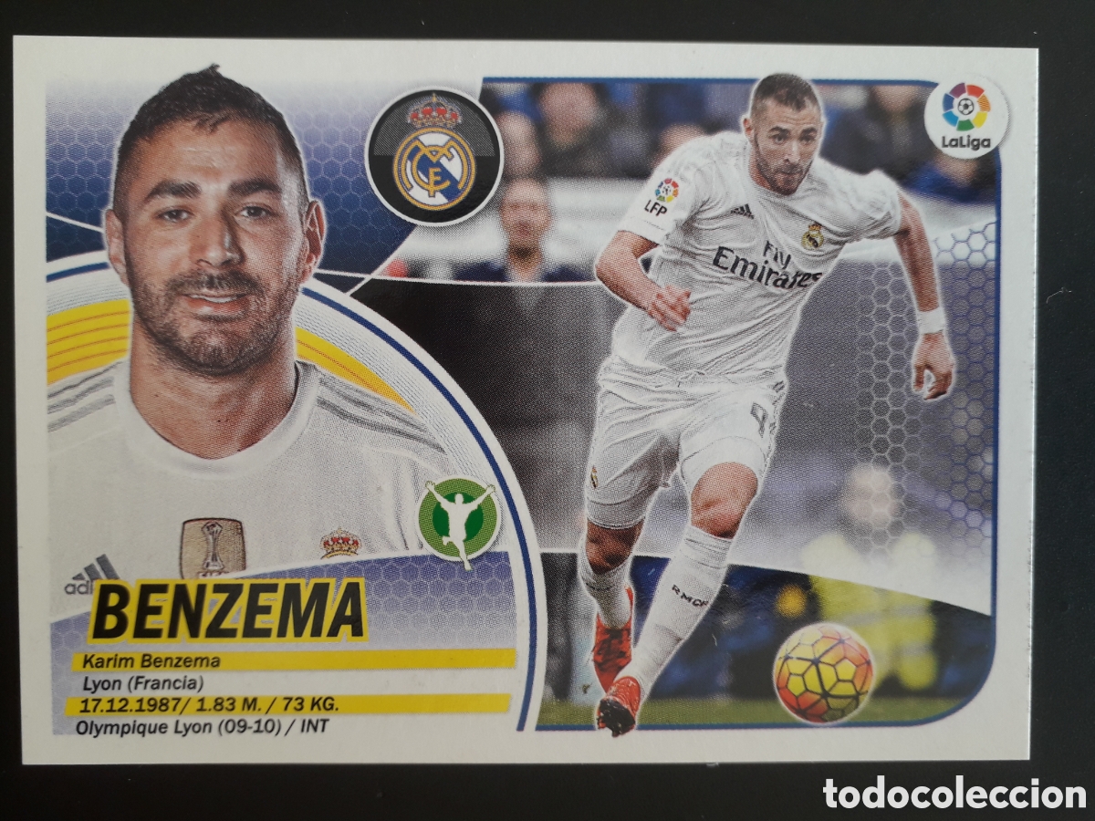 Cromos de F&uacute;tbol: BENZEMA REAL MADRID LOGO LALIGA N&deg; 16 ED ESTE 2016 2017 16 17 SIN PEGAR PEDIDO M&Iacute;NIMO 3&euro;