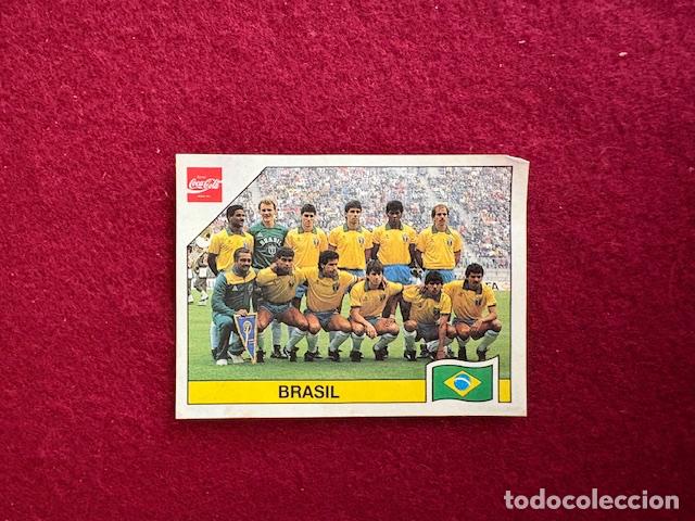 Cromos de f&uacute;tbol: PANINI MUNDIAL ITALIA 90 COCA COLA (URUGUAY) - N&deg; 194 - EQUIPO BRASIL - DESPEGADA DE ALBUM