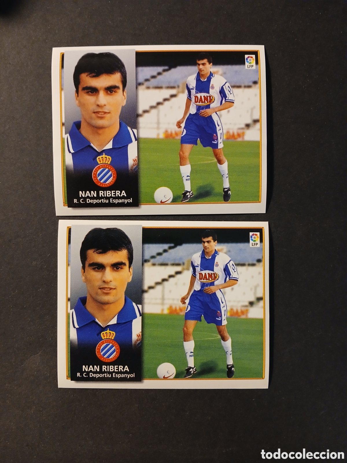 Cromos de F&uacute;tbol: NAN RIBERA ESPANYOL FICHAJE 12 LAS 2 VERSIONES TRASERA LIGA ESTE 1998/99 98 99 NUNCA PEGADO