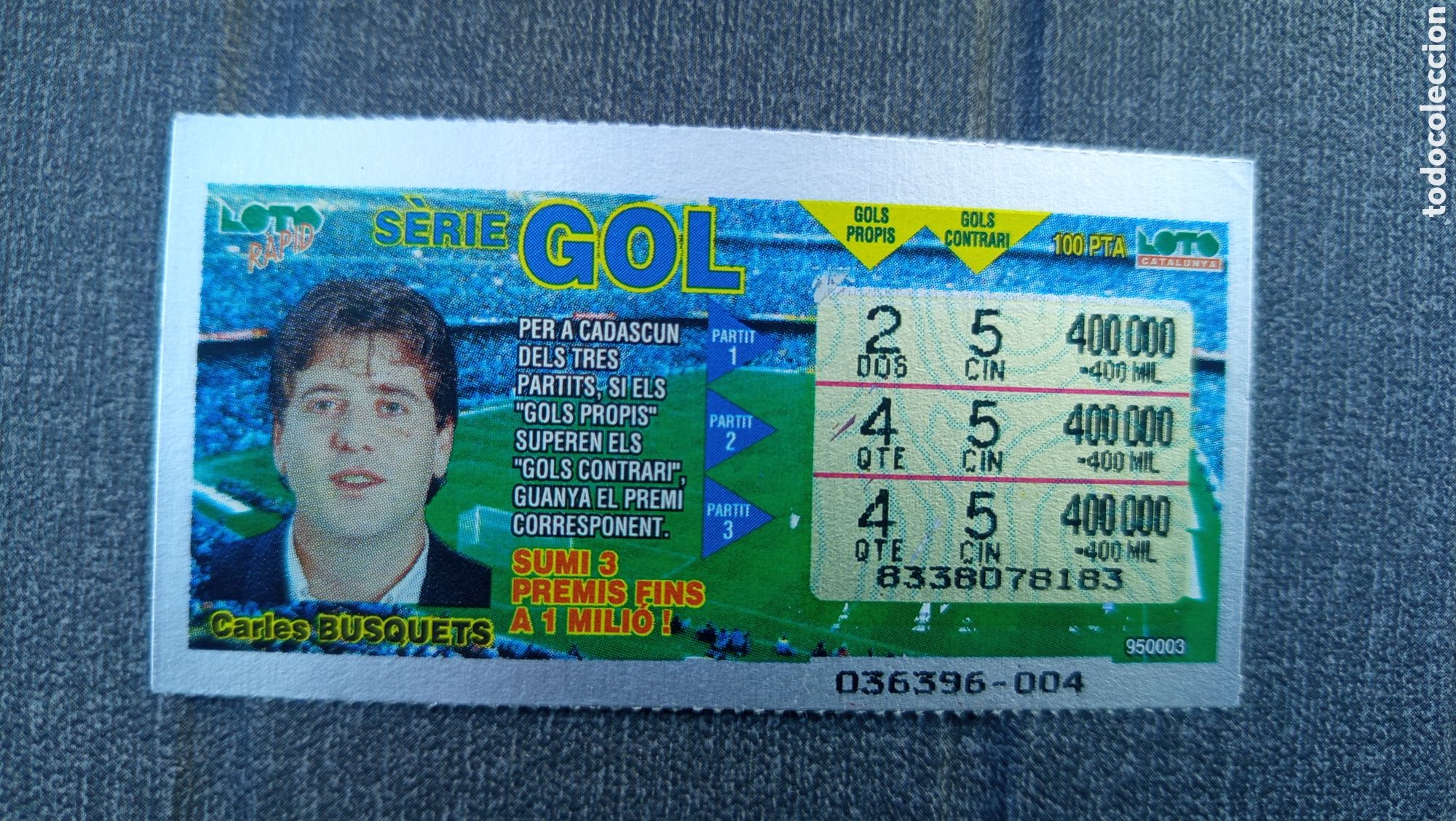 Cromos de F&uacute;tbol: ❇️ CROMO CUP&Oacute;N RASCA LOTO BUSQUETS BARCELONA SERIE GOL ❇️