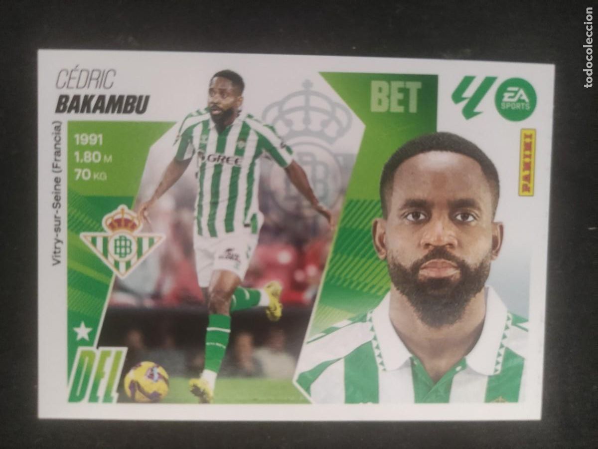 Cromos de F&uacute;tbol: LIGA ESTE 2025-26. #19 BAKAMBU. REAL BETIS BALOMPI&Eacute;.