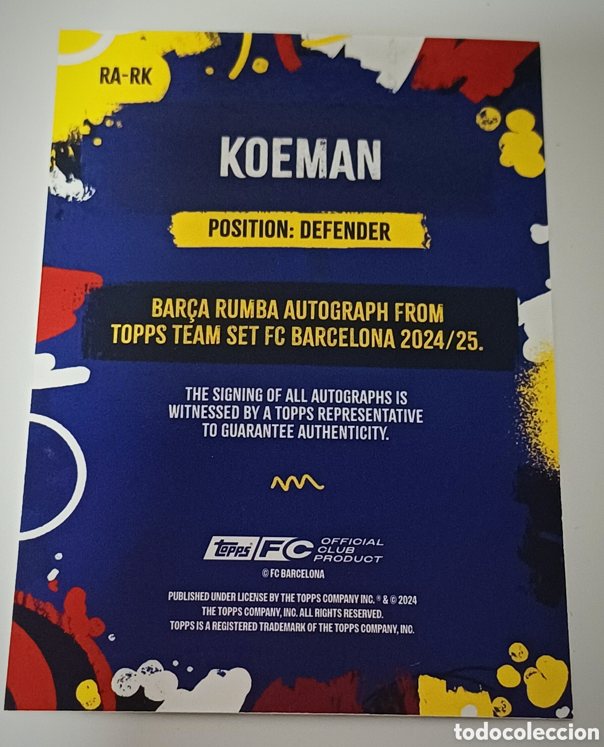 Cromos de f&uacute;tbol: Koeman aut&oacute;grafo 14/50 Topps - Foto 6