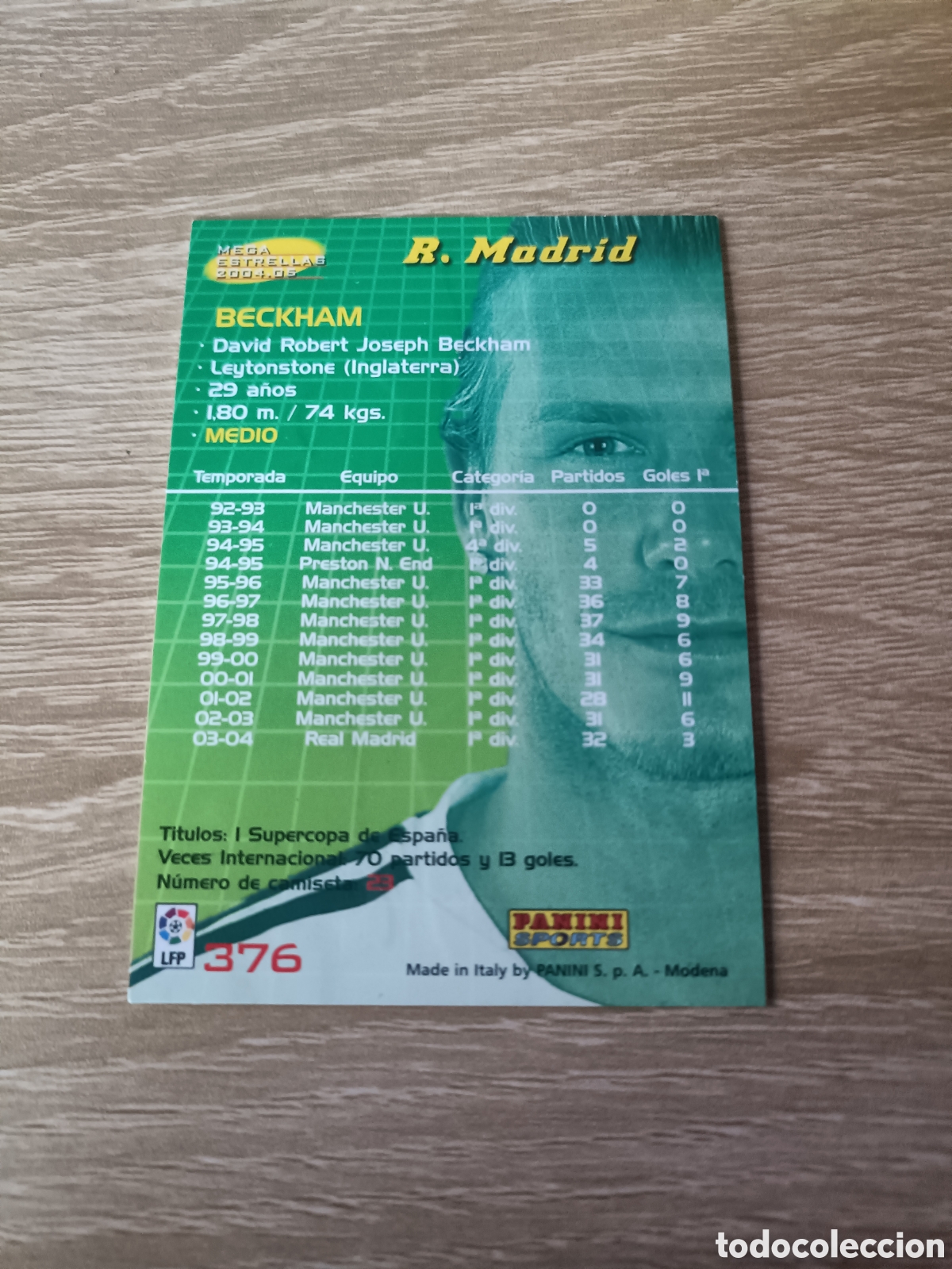 Cromos de f&uacute;tbol: Megacracks 2004 05 David Beckham N&deg; 376 - Foto 2