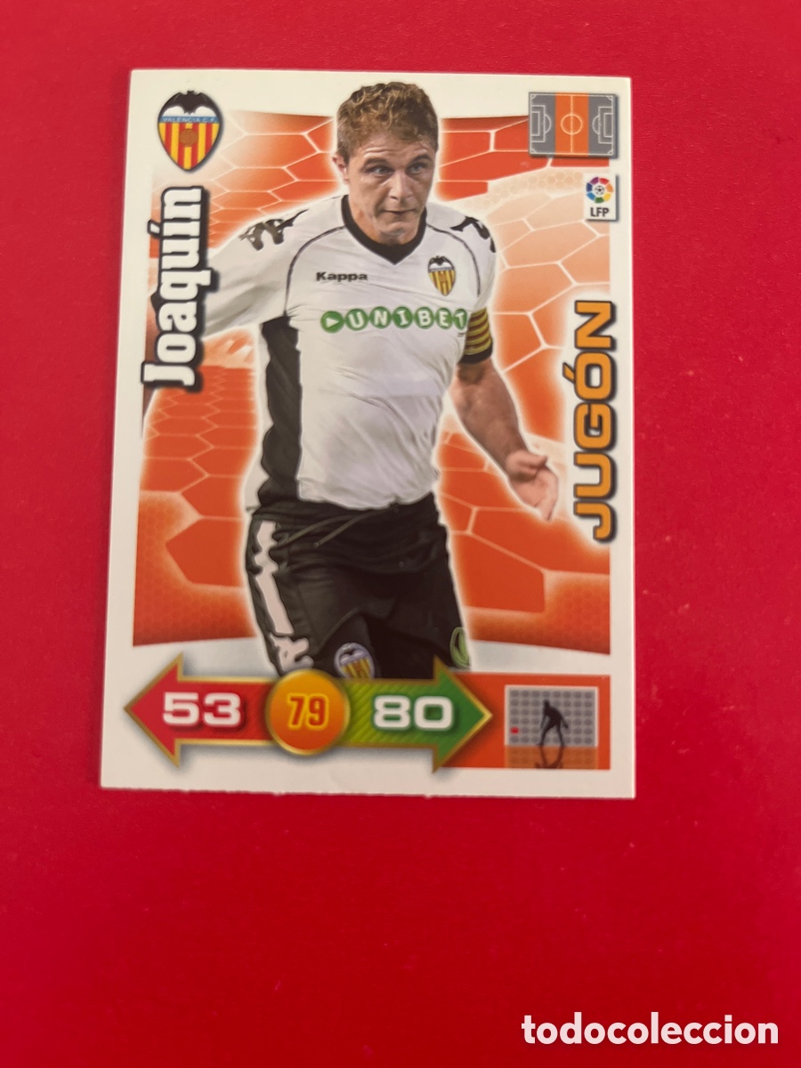 Cromos de F&uacute;tbol: JOAQUIN JUGON VALENCIA C.F. 318 ADRENALYN 2010 2011 PANINI XL 10 11 CARTA CROMO FUTBOL