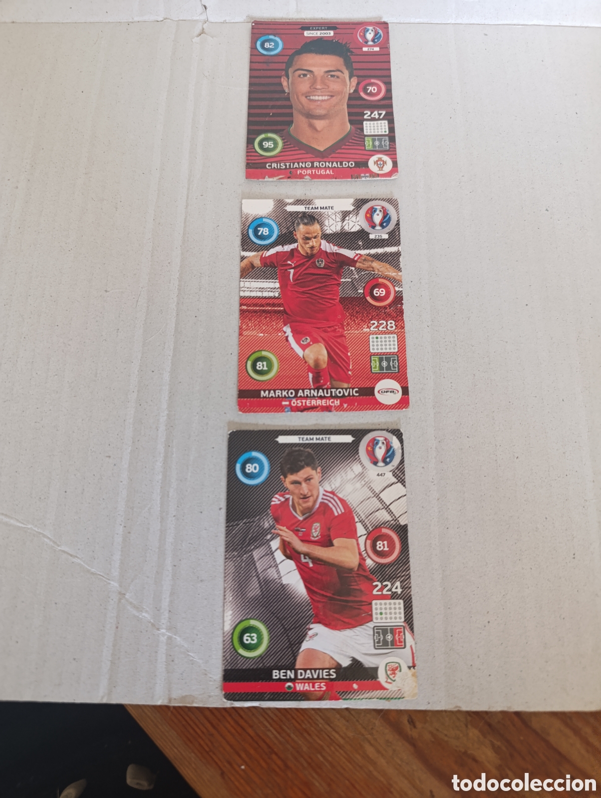 Cromos de F&uacute;tbol: LOTE DE 3 CROMOS / DE LA UEFA - 2016 / COLECCION PANINI