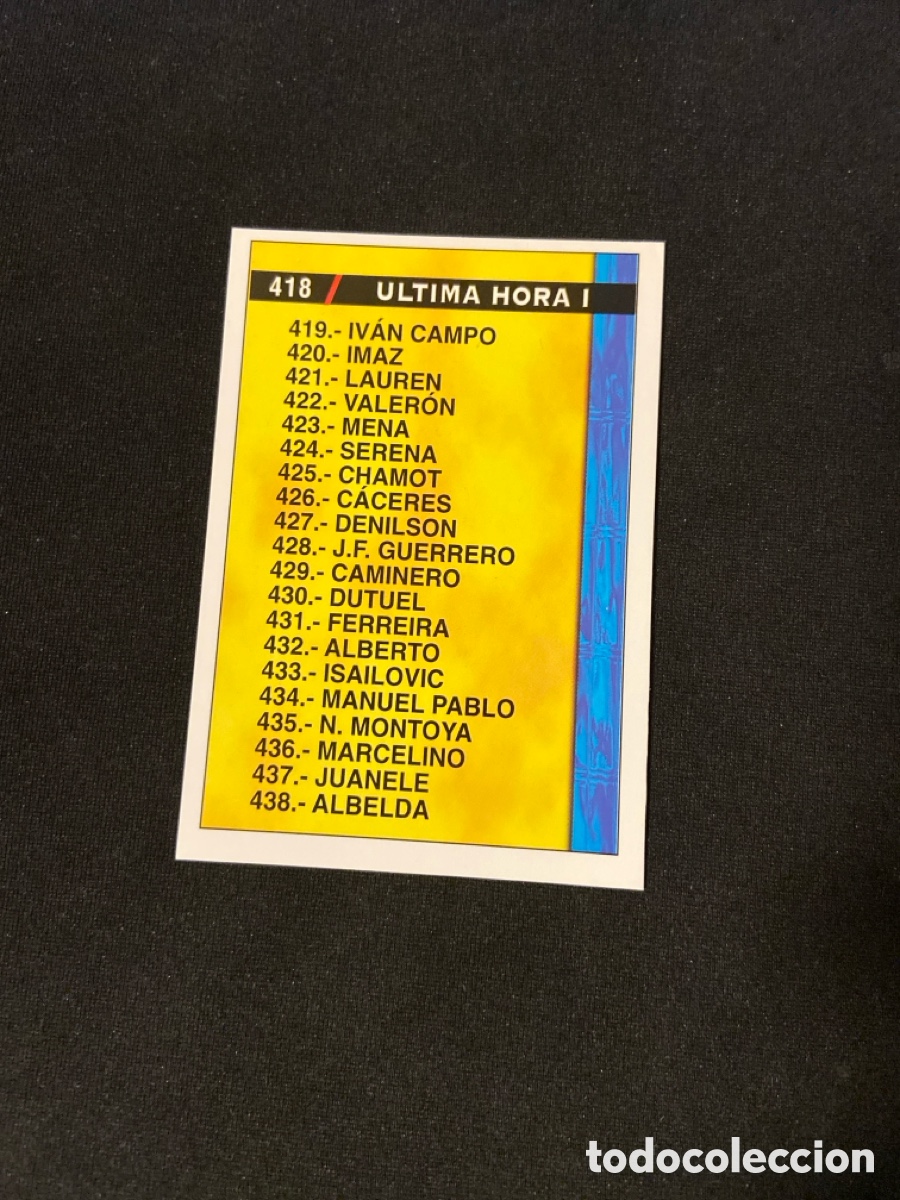 Fu&szlig;ball-Sticker: INDICE ULTIMA HORA I MUNDICROMO 1998-1999 98 99 FICHAS LIGA F-1
