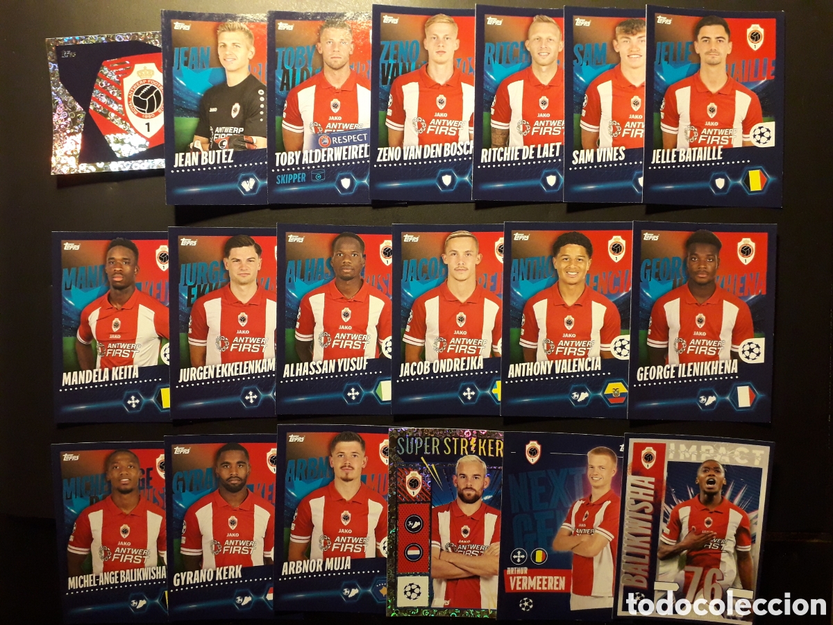 Figurine di Calcio: 19 CROMOS AMBERES EQUIPO B&Aacute;SICO COMPLETO UEFA CHAMPIONS LEAGUE SEASON TOPPS 23 24 2023 2024