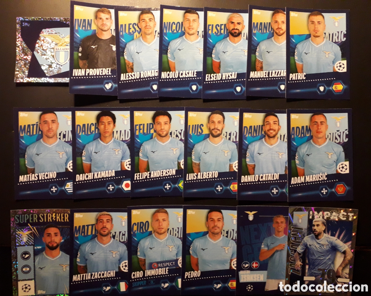 Fu&szlig;ball-Sticker: 19 CROMOS LAZIO EQUIPO B&Aacute;SICO COMPLETO UEFA CHAMPIONS LEAGUE SEASON TOPPS 23 24 2023 2024