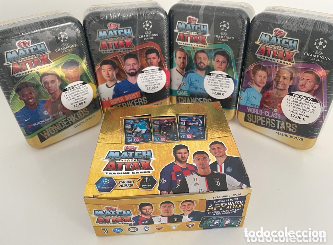Cromos de Futebol: Lote 4 latas + 1 caja Match Attax UCL 2019-20