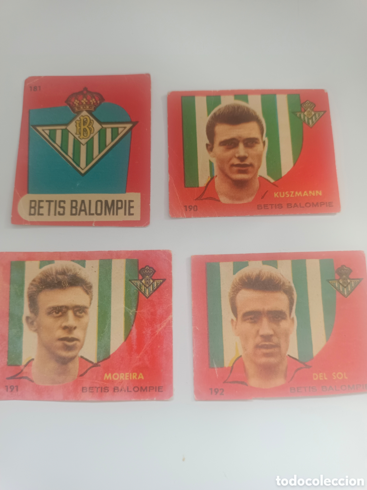 Cromos de F&uacute;tbol: 4 CROMOS REAL BETIS CAMPEONES BRUGUERA 1959. BUEN ESTADO. DESPEGADOS. VER FOTOS