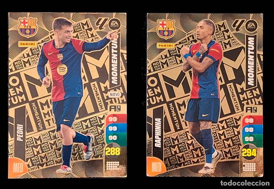 Football Stickers: PEDRI y RAPHINHA BARCELONA NUEVO MOMENTUM ADRENALYN 2024/2025 24 25 PANINI