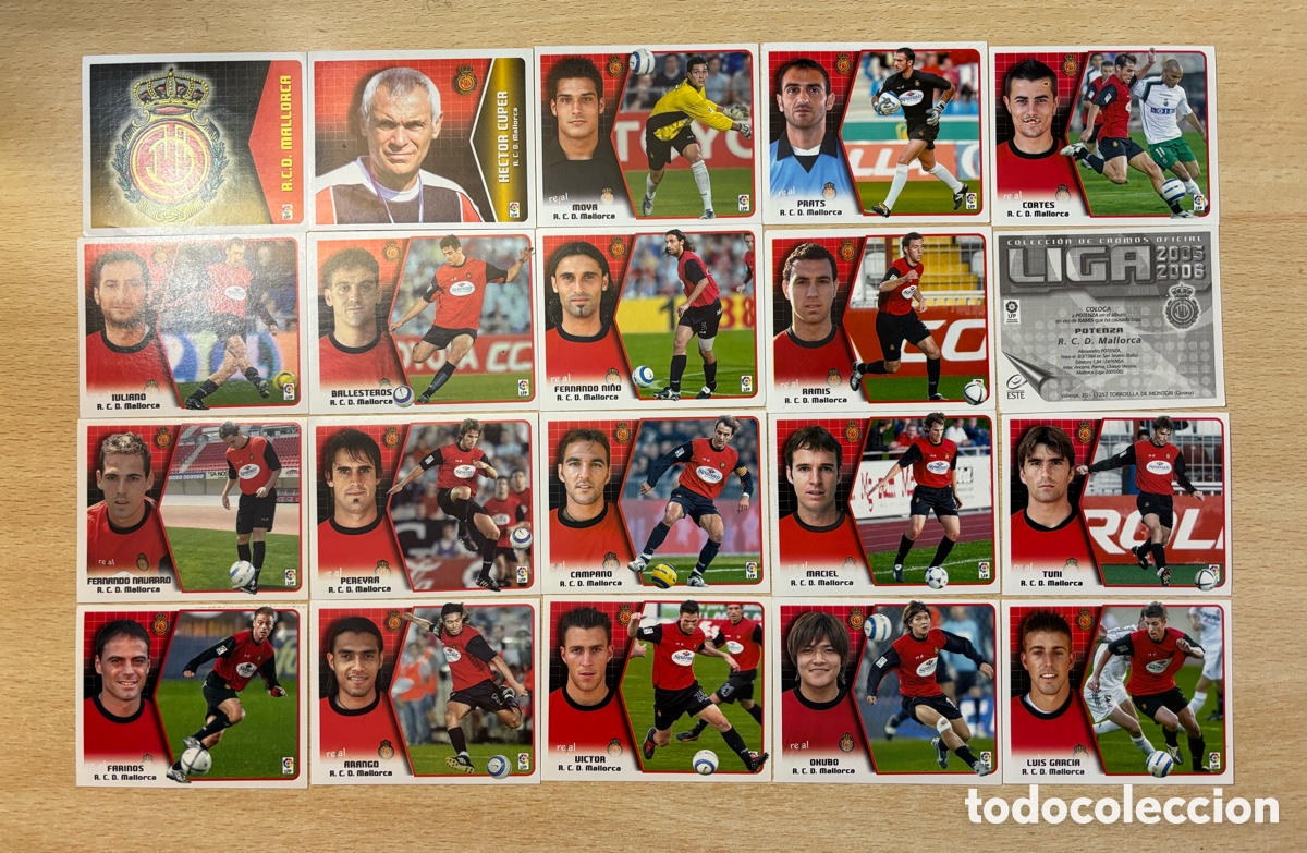 Fu&szlig;ball-Sticker: 20 cromos RCD Mallorca Ediciones Este 2005-06 sin pegar con coloca