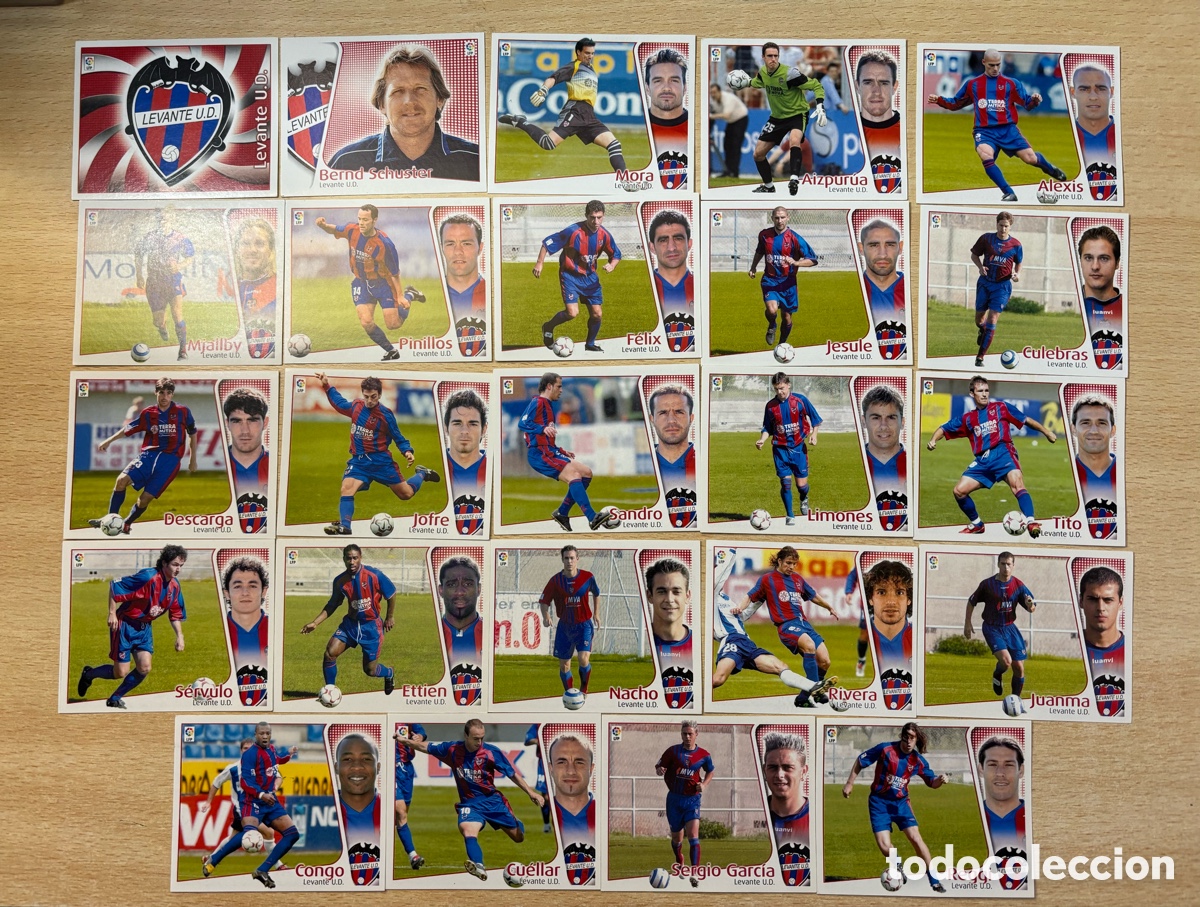 Figurine di Calcio: 24 cromos Levante UD Ediciones Este 2004-05 sin pegar