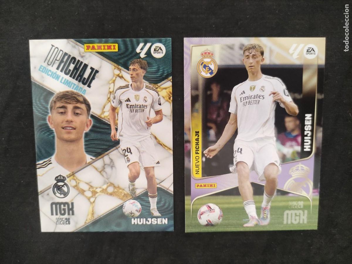 Cromos de F&uacute;tbol: MGK 2025/26. LOTE. #HUIJSEN R.MADRID. &rdquo;TOP FICHAJE&rdquo; EDICI&Oacute;N LIMITADA + #442 HUIJSEN &rdquo;NUEVO FICHAJE&rdquo;