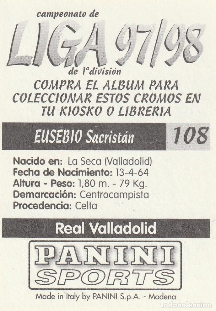 Cromos de f&uacute;tbol: PANINI 97-98. EUSEBIO. NUNCA PEGADO. - Foto 2