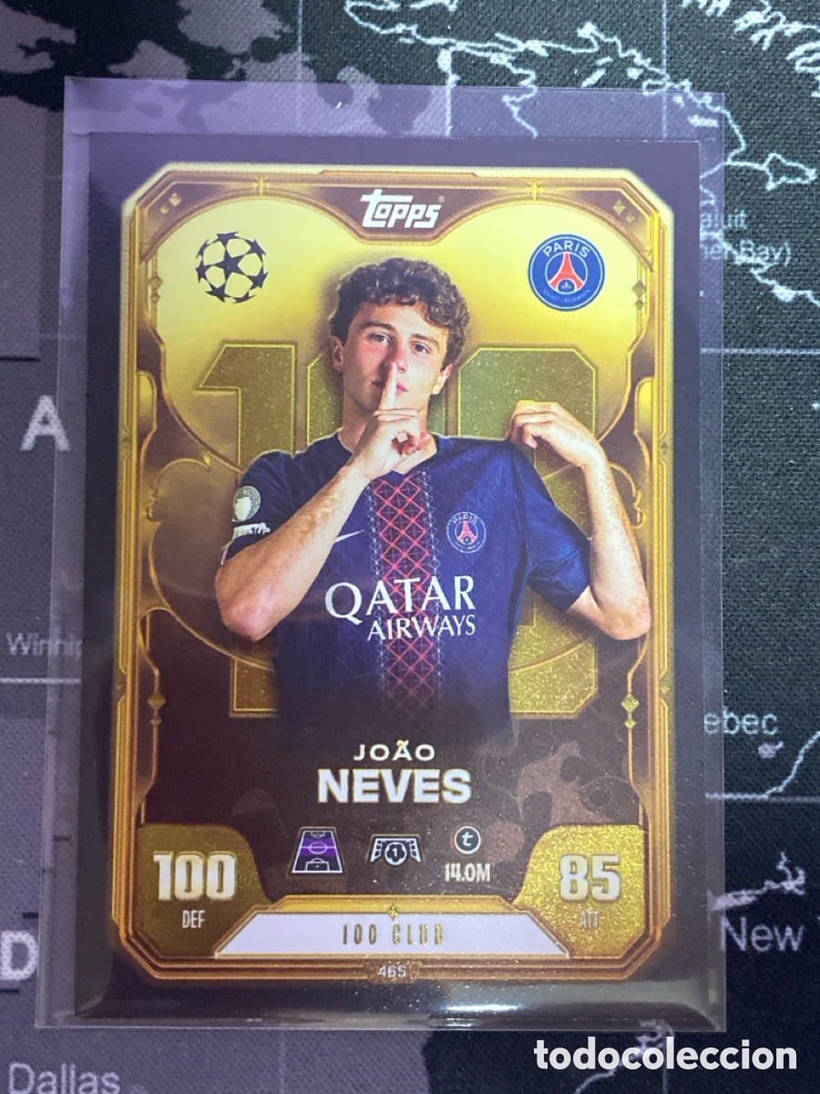 Cromos de F&uacute;tbol: 465 JOAO NEVES (PSG) 100 CLUB TOPPS MATCH ATTAX CHAMPIONS LEAGUE 2025 2026 25 26