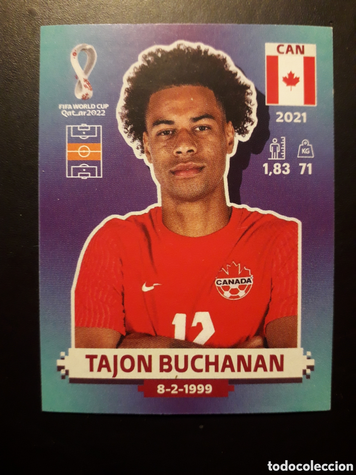Cartes &agrave; collectionner de Football: TAJON BUCHANAN CANAD&Aacute; N&deg; 11 COPA MUNDIAL DE F&Uacute;TBOL QATAR 2022 22 PANINI SIN PEGAR PEDIDO M&Iacute;NIMO 3&euro;.
