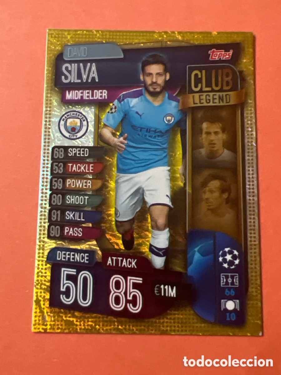 Fu&szlig;ball-Sticker: DAVID SILVA CLUB LEGEND MANCHESTER CITY UEFA CHAMPIONS Y EUROPA LEAGUE TOPPS ATTAX 19 20 2019 2020
