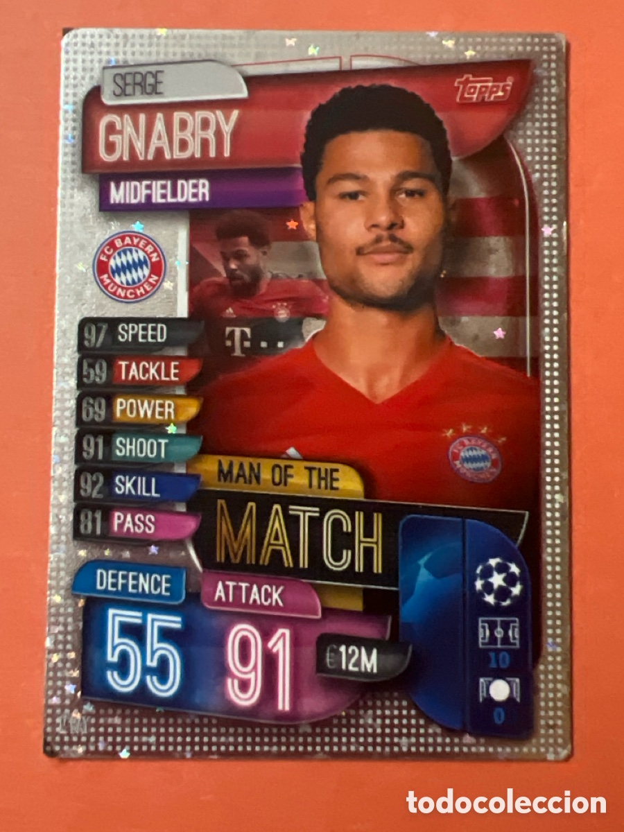 Cartes &agrave; collectionner de Football: C7517. MAN OF THE MATCH GNABRY BAYER DE MUNICH TOPPS ATTAX CHAMPIONS LEAGUE 2019 2020 19 20