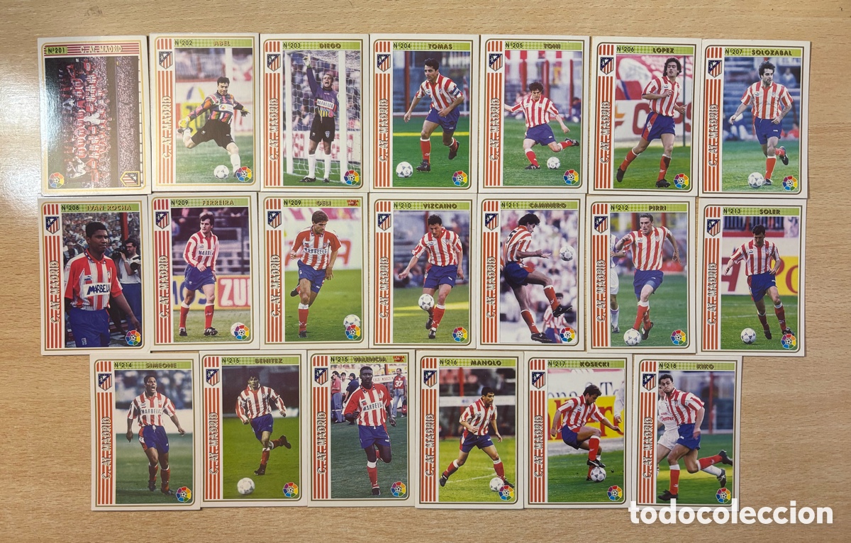 Cromos de F&uacute;tbol: 20 cromos Atl&eacute;tico de Madrid Mundicromo 94-95 Equipo completo