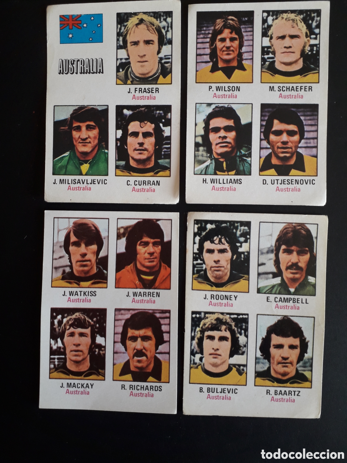 Cromos de Futebol: 4 CROMOS AUSTRALIA FHER MUNDIAL MUNICH 74 N&deg; 63 64 65 Y 66 SIN PEGAR EQUIPO COMPLETO. VER FOTOS.