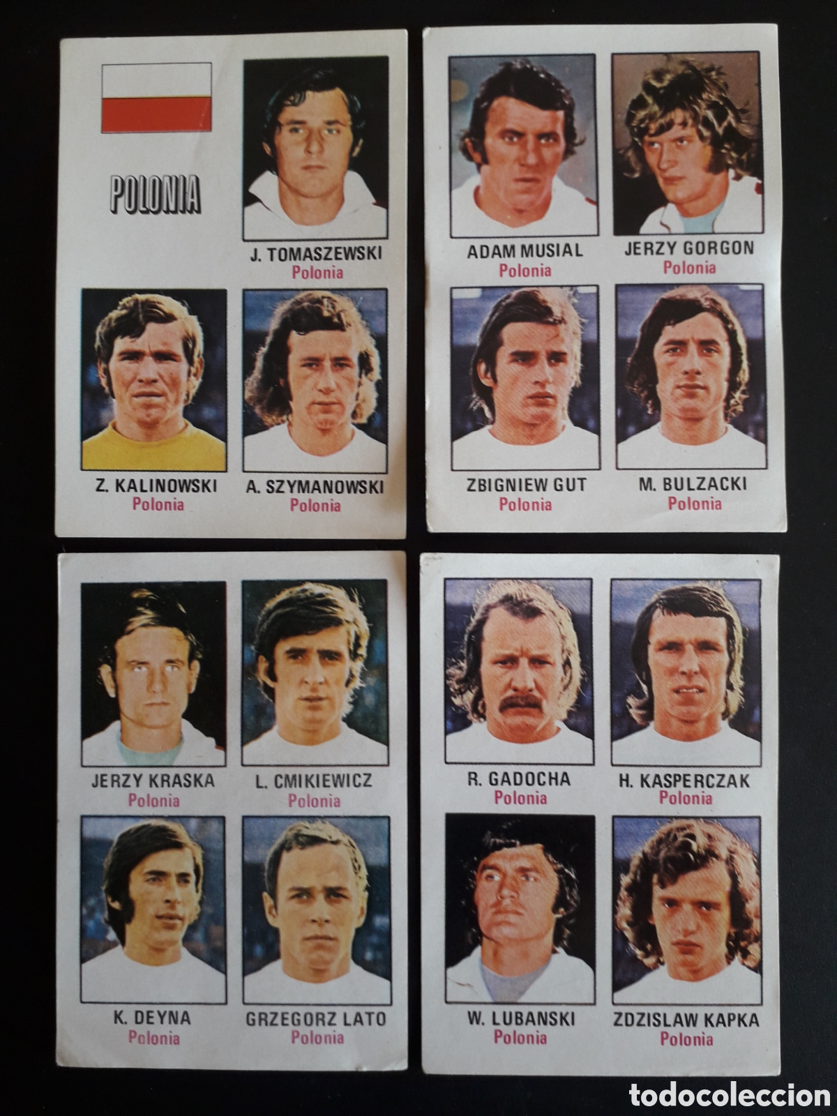 Cromos de Futebol: 4 CROMOS POLONIA FHER MUNDIAL MUNICH 74 N&deg; 51 52 53 Y 54 SIN PEGAR EQUIPO COMPLETO. VER FOTOS.