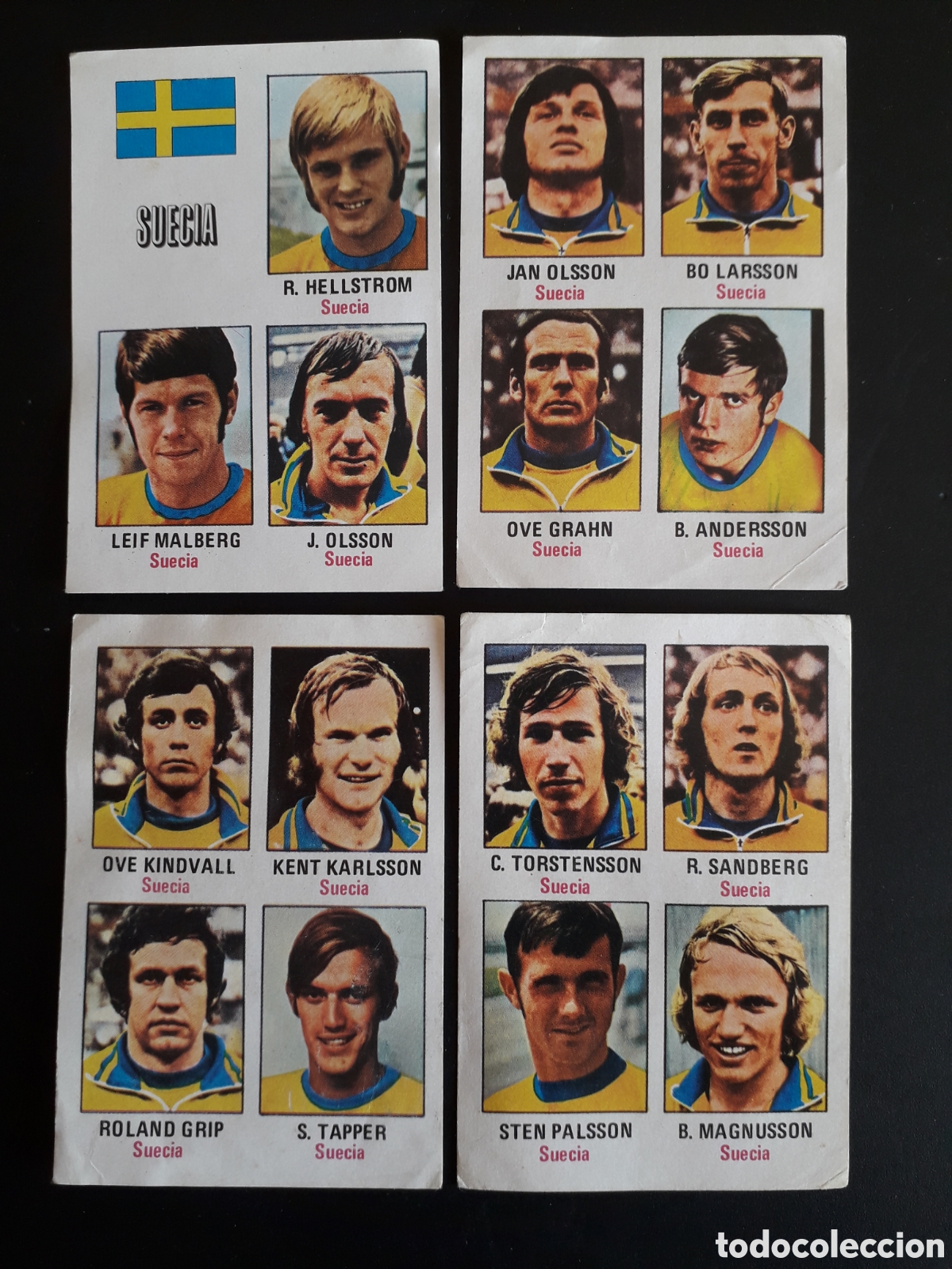 Figurine di Calcio: 4 CROMOS SUECIA FHER MUNDIAL MUNICH 74 N&deg; 71 72 73 Y 74 SIN PEGAR, EQUIPO COMPLETO. VER FOTOS.