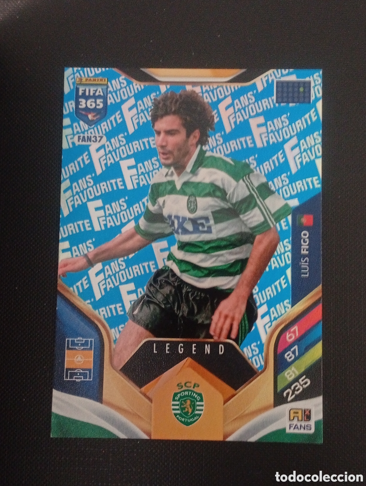 Cromos de F&uacute;tbol: FAN37 paralela blue fan FIGO SPORTING PORTUGAL REAL MADRID FIFA ADRENALYN 365 2025 2026 25 26 TOPPS