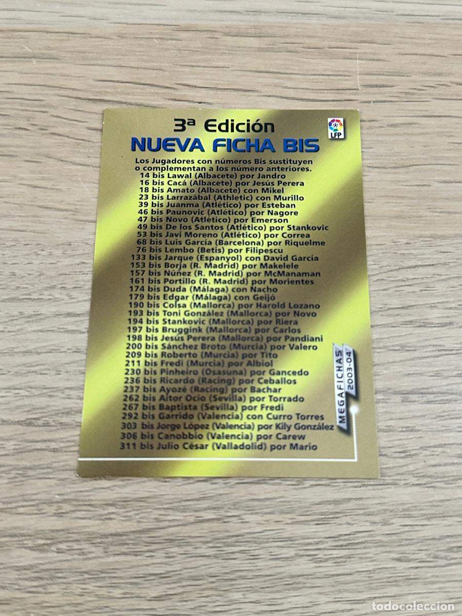 Cromos de F&uacute;tbol: INDICE 3&ordf; EDICION MEGAFICHAS 2003 2004 PANINI 03 04