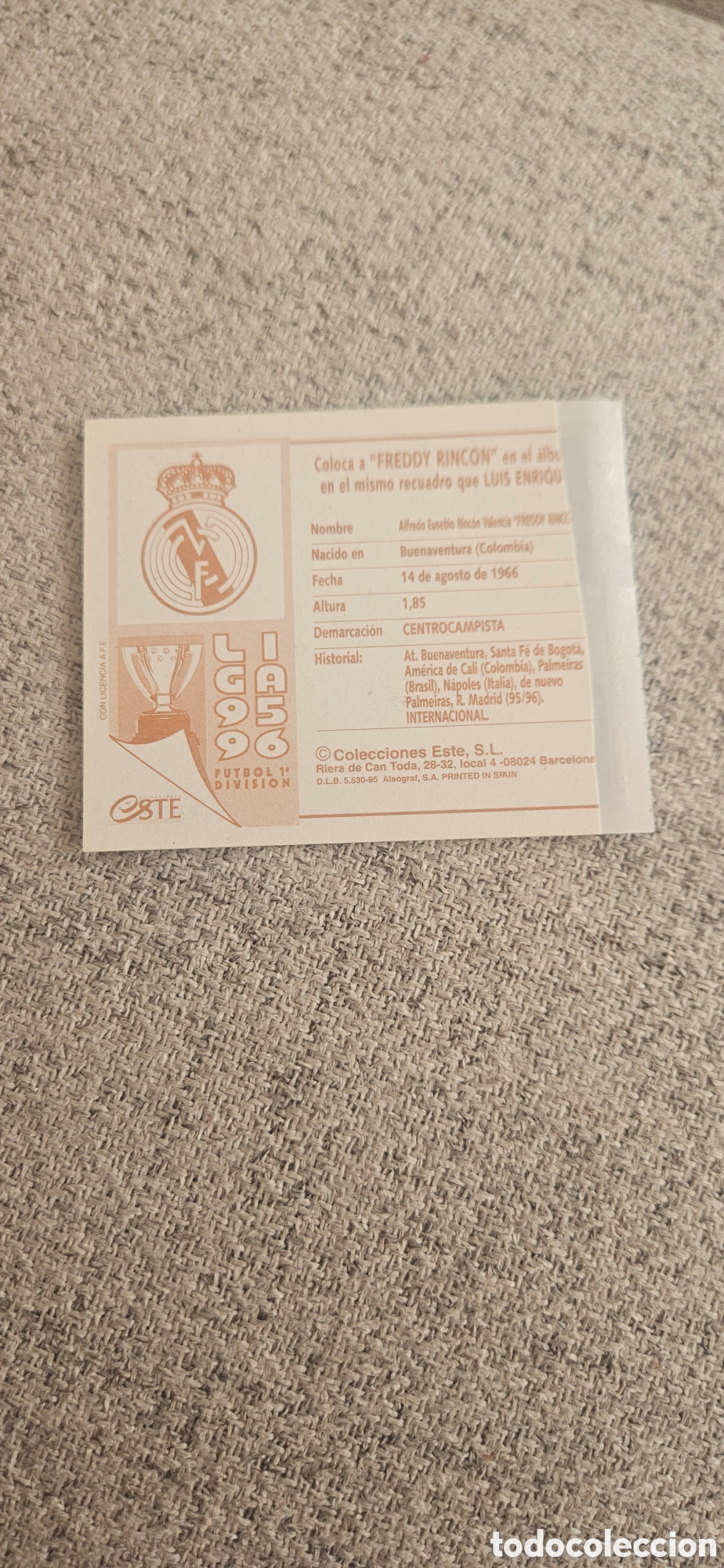 Cromos de f&uacute;tbol: Rinc&oacute;n real Madrid este 1995 1996 95 96 ventanilla - Foto 2