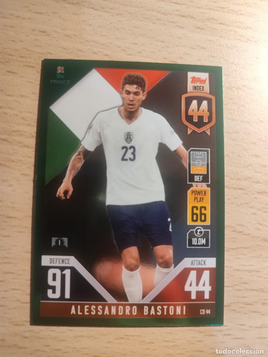 Cartes &agrave; collectionner de Football: CD 44 CD44 UEFA NATIONS LEAGUE FINALS ALESSANDRO BASTONI ITALIA PARALELA VERDE ROAD 2022 TOPPS ATTAX