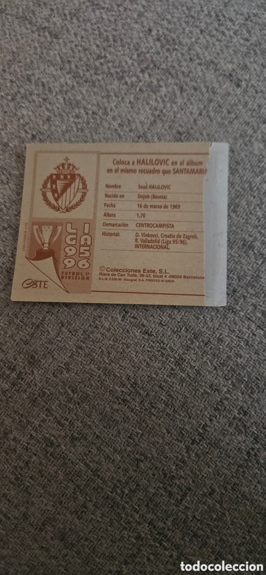 Cromos de f&uacute;tbol: Halilovic ventanilla este 1995 1996 95 96 - Foto 2