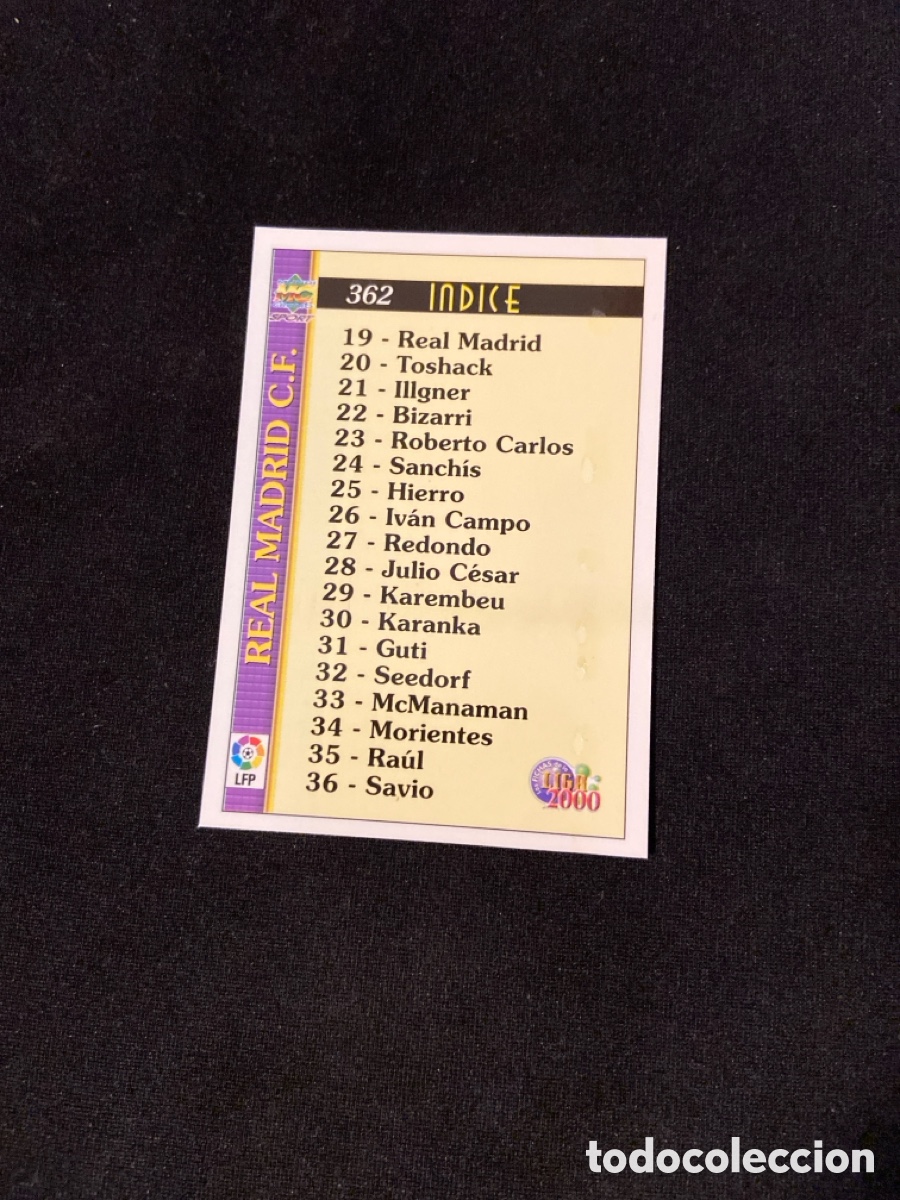 Cromos de F&uacute;tbol: INDICE 362 (REAL MADRID) MUNDICROMO 1999-2000 99 00 FICHAS LIGA F-1