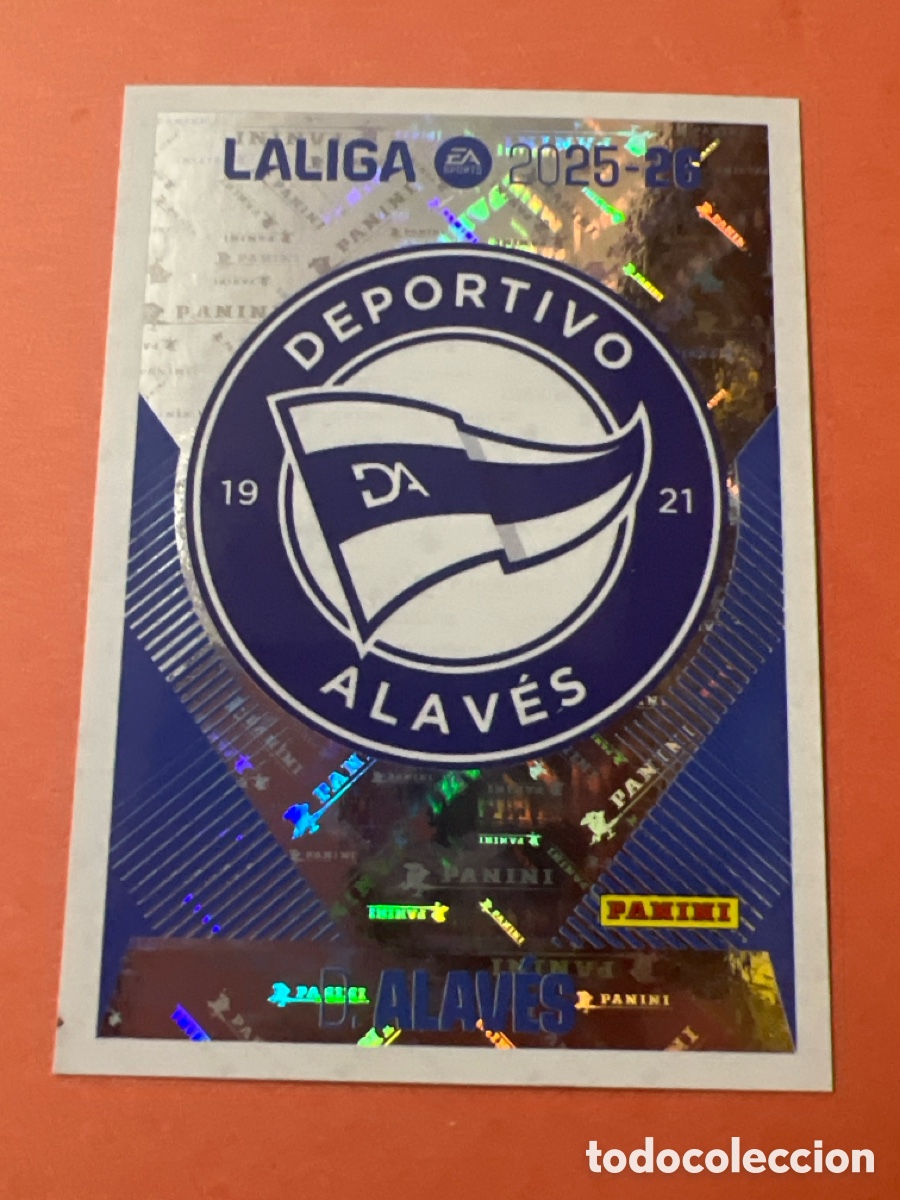 Figurine di Calcio: C8599. Escudo del alav&eacute;s numero 1 cromo liga este 25-26 2025-2026