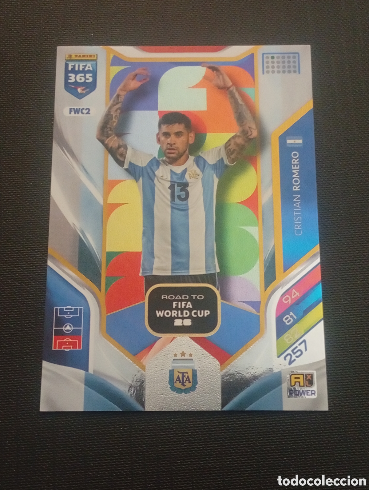 Fu&szlig;ball-Sticker: FWC2 road world cup CRISTIAN ROMERO ARGENTINA ADRENALYN FIFA 365 2025 2026 25 26 CARD PANINI TOPPS