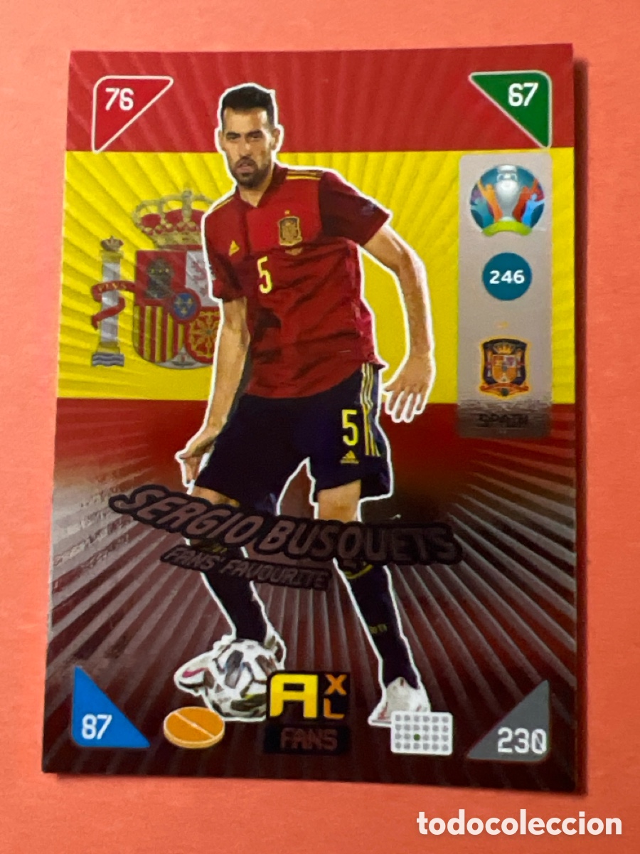 Fu&szlig;ball-Sticker: C9066. BUSQUETS - ESPA&Ntilde;A - 246 - FANS FAVOURITE - PANINI ADRENALYN EURO 2020 KICK OFF 2021