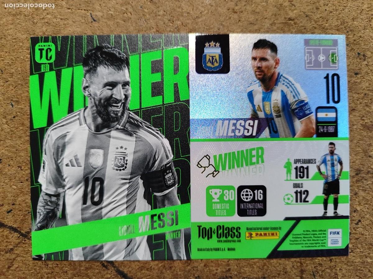Cromos de f&uacute;tbol: TOP CLASS 2025 CARD WINNER LEO MESSI ARGENTINA # 191 PANINI