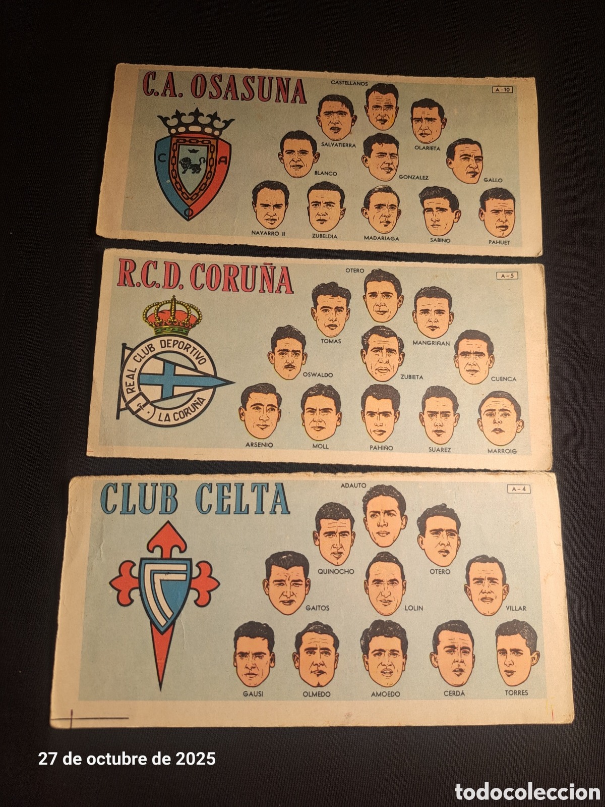 Cromos de f&uacute;tbol: 3 cromos futbol Batanga Coru&ntilde;a, Osasuna ,Celta. Tc010