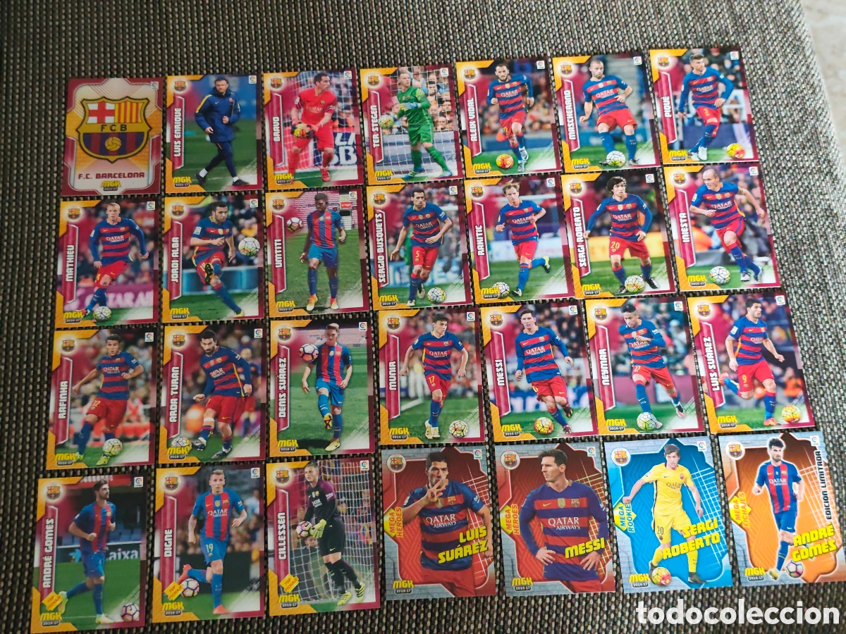 Cromos de f&uacute;tbol: COMPLETO 28 CARDS FC BARCELONA MEGACRACKS 2016 2017 MESSI #2