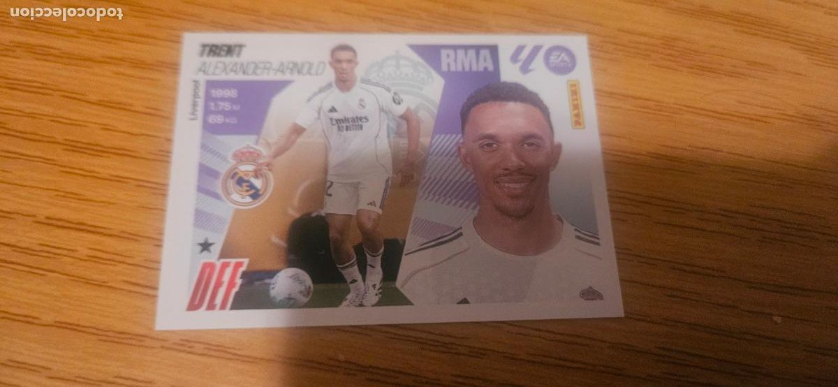 Cromos de F&uacute;tbol: fichaje 9 trent arnold real madrid liga este 2025 2026 26 sin pegar
