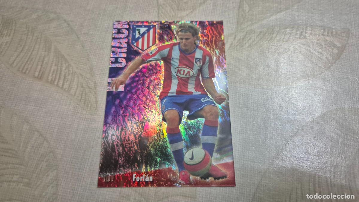 Football Stickers: MUNDICROMO LAS FICHAS DE LA LIGA 2009 N&ordm; 107 FORLAN EL CRACK JASPEADO PUNTAS CUADRADAS