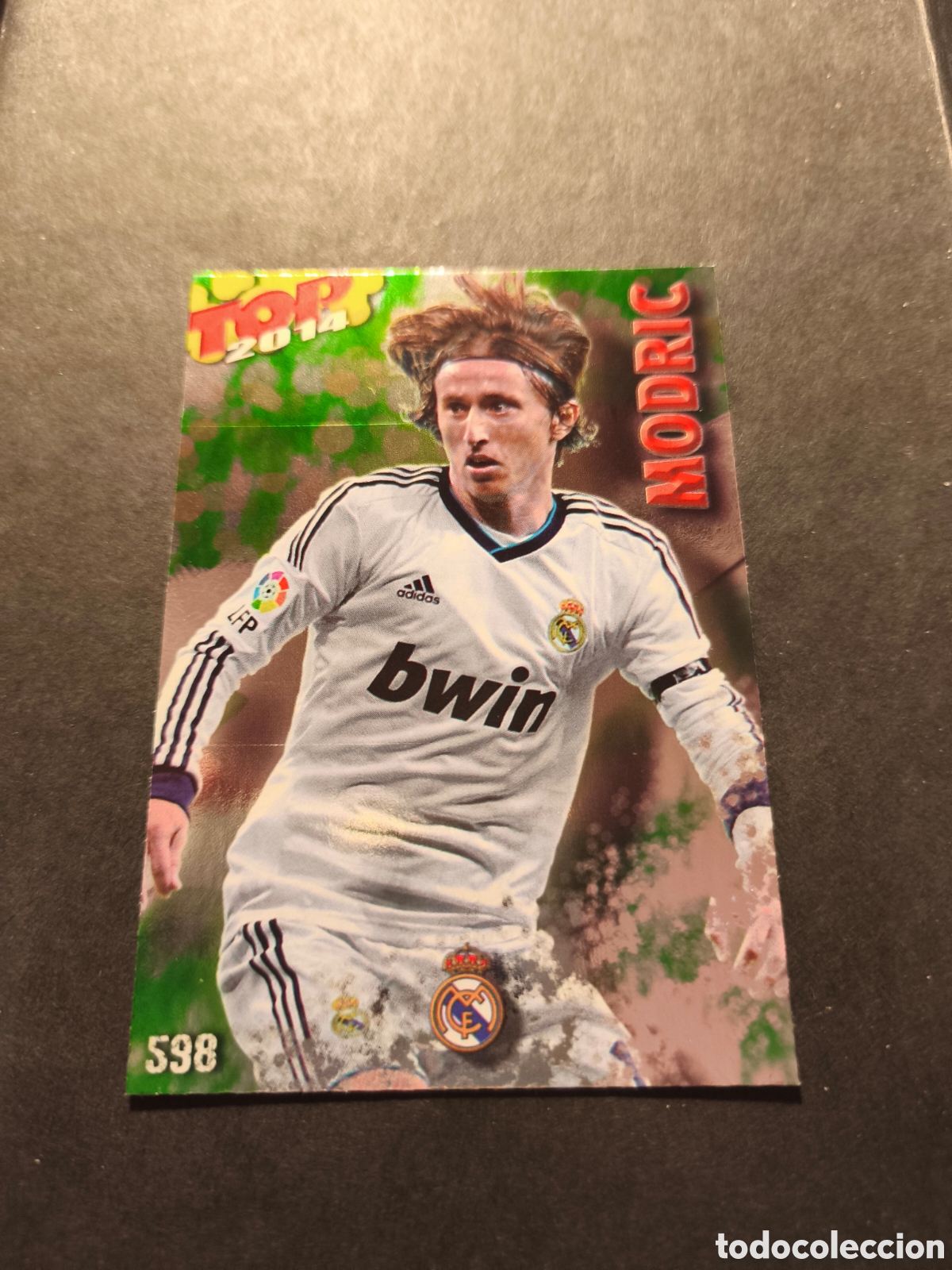 Cromos de F&uacute;tbol: 598 MODRIC REAL MADRID MUNDICROMO QUIZ GAME 2014 VERSION VERDE
