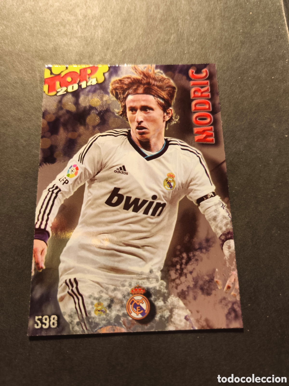 Cromos de F&uacute;tbol: 598 MODRIC REAL MADRID MUNDICROMO QUIZ GAME 2014 VERSION AZUL-MORADO