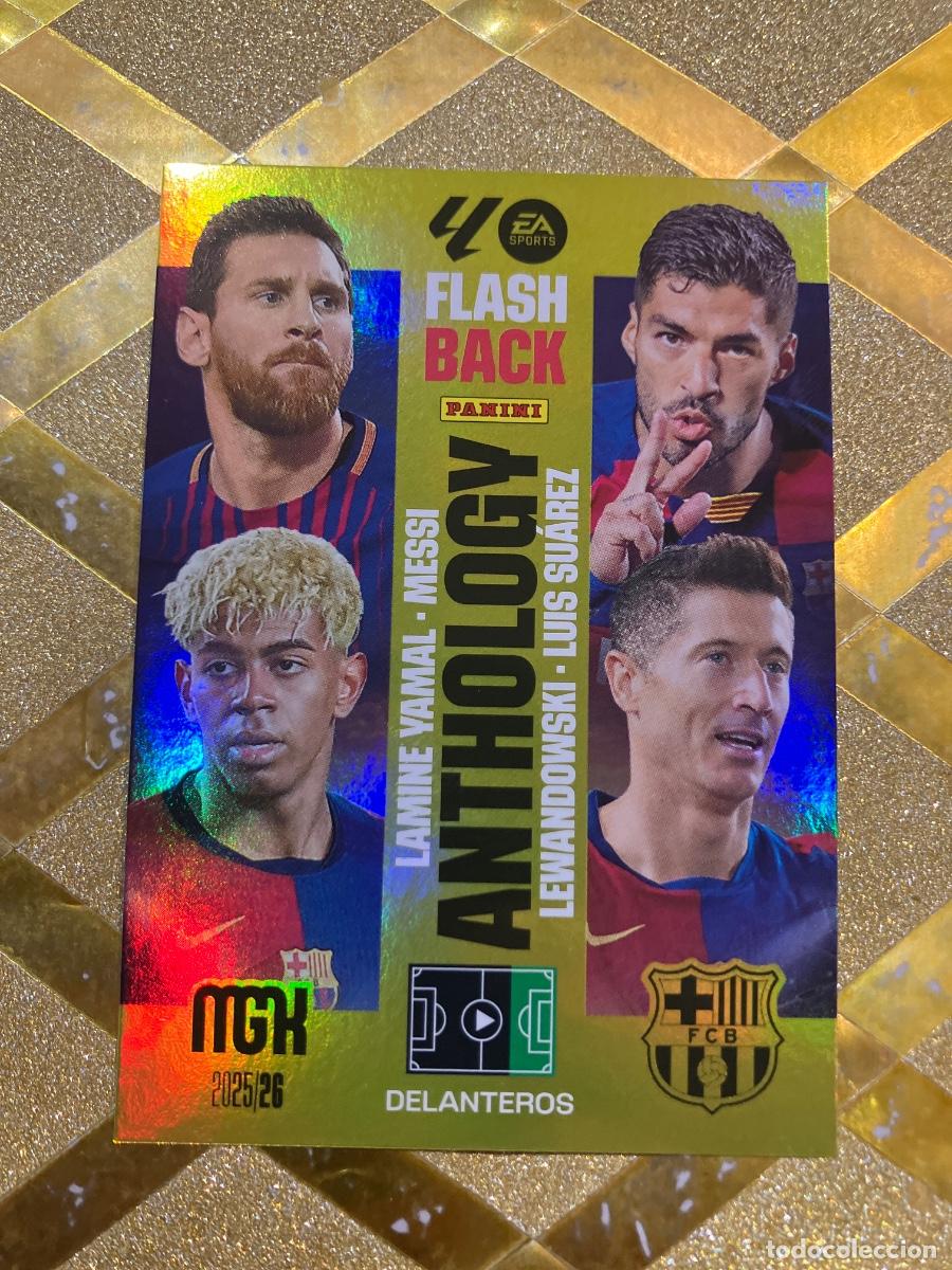 Cromos de f&uacute;tbol: CROMO FUTBOL NUMERO 438 MESSI-SUAREZ-YAMAL-LEWANDOWKI FLASHBACK MEGACRACKS 2025 2026 MGK PANINI !