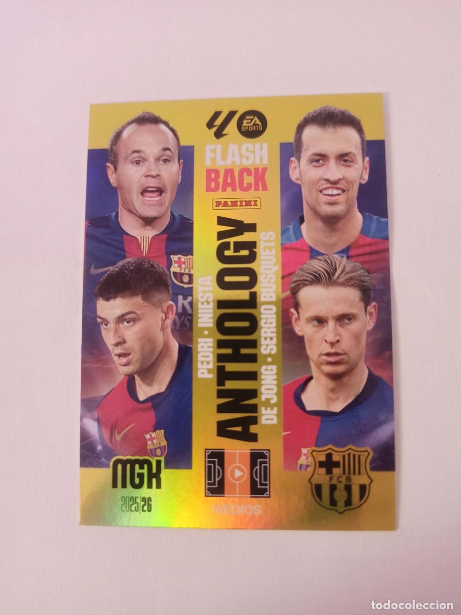 Cromos de F&uacute;tbol: Iniesta Busquets Pedri De Jong 435 - Barcelona - FLASH BACK ANTHOLOGY MEGACRACKS 2025 2026