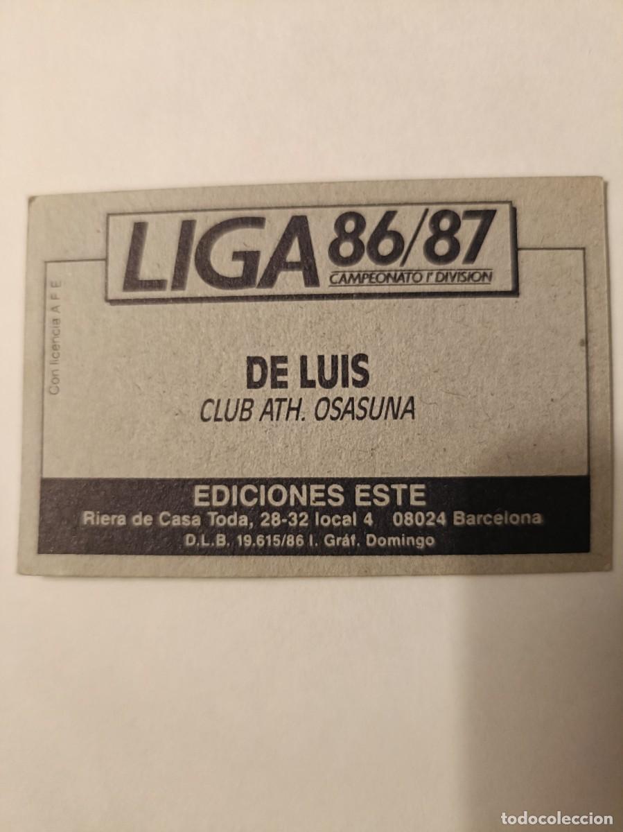 Cromos de f&uacute;tbol: DE LUIS C.A. OSASUNA 86/87 ESTE - Foto 2