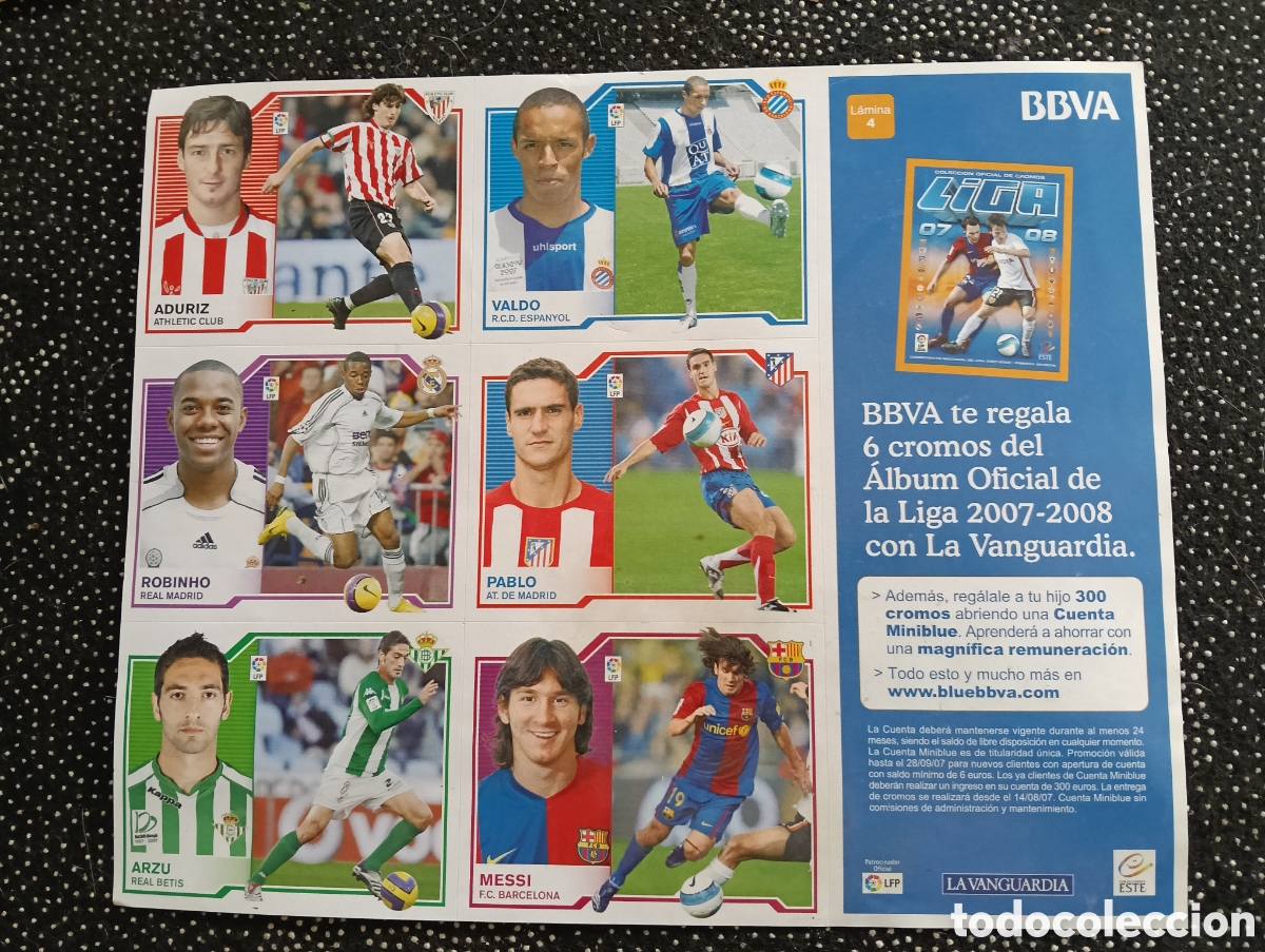 Fu&szlig;ball-Sticker: Hoja completa de la liga 2007-2008 con MESSI de Este